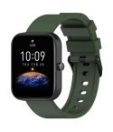 For Amazfit Bip 3 20mm Step Silicone Strap Stainless Steel Black Buckle(Army Green)