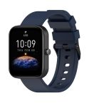 For Amazfit Bip 3 20mm Step Silicone Strap Stainless Steel Black Buckle(Midnight Blue)