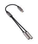 Type-C Male to Dual 3.5mm Female 2 in 1 Audio Adapter with Digital Chip