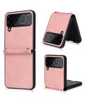 For Samsung Galaxy Z Flip4 Lambskin Texture Leather Phone Case with Lanyard(Pink)