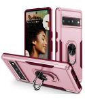 For Google Pixel 7 Pro Ring Kickstand Heavy Duty Shockproof Phone Case(Pink+Rose Red)