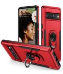 For Google Pixel 7 Pro Ring Kickstand Heavy Duty Shockproof Phone Case(Red+Black)