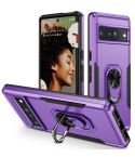 For Google Pixel 7 Pro Ring Kickstand Heavy Duty Shockproof Phone Case(Purple+Black)