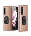 For Samsung Galaxy Z Fold4 GKK Litchi Pattern Foldable Protective Phone Case with Ring Holder(Gold)