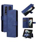 For Samsung Galaxy Z Fold4 Lambskin Flip Leather Phone Case with Pen Slot(Royal Blue)