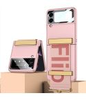 For Samsung Galaxy Z Flip4 GKK Ultra-thin Full Coverage Phone Flip Case with Wristband(Pink)