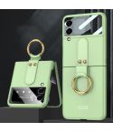 For Samsung Galaxy Z Flip4 GKK Ultra-thin PC Full Coverage Phone Flip Case with Ring Holder(Matcha Green)