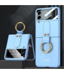 For Samsung Galaxy Z Flip4 GKK Ultra-thin PC Full Coverage Phone Flip Case with Ring Holder(Blue)