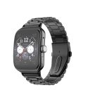For OPPO Watch 3 Pro Three-bead Flat Buckle Stainless Steel Watch Band(Black)
