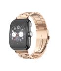 For OPPO Watch 3 Pro Three-bead Flat Buckle Stainless Steel Watch Band(Rose Gold)