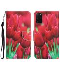 For Samsung Galaxy S20+ Colored Drawing Leather Phone Case(Tulips)
