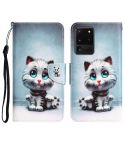 For Samsung Galaxy S20 Ultra Colored Drawing Leather Phone Case(Blue Eyes)