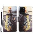 For Samsung Galaxy S20 Ultra Colored Drawing Leather Phone Case(Tiger)