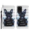 For Samsung Galaxy S20 Ultra Colored Drawing Leather Phone Case(Black Dog)