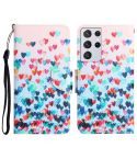 For Samsung Galaxy S21 Ultra 5G Colored Drawing Leather Phone Case(Heart)