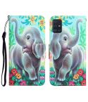 For Samsung Galaxy A51 Colored Drawing Leather Phone Case(Elephant)