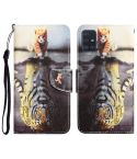 For Samsung Galaxy A71 Colored Drawing Leather Phone Case(Tiger)