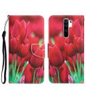 For Xiaomi Redmi 9 Colored Drawing Leather Phone Case(Tulips)
