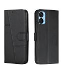 For Tecno Spark 9 Pro Stitching Calf Texture Buckle Leather Phone Case(Black)