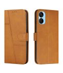For Tecno Spark 9T Stitching Calf Texture Buckle Leather Phone Case(Yellow)