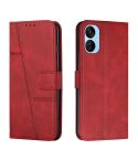 For Tecno Spark 9T Stitching Calf Texture Buckle Leather Phone Case(Red)