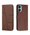 For Tecno Spark 9T Stitching Calf Texture Buckle Leather Phone Case(Brown)