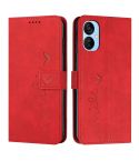 For Tecno Spark 9T Skin Feel Heart Pattern Leather Phone Case(Red)