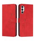 For Tecno Pova 3 Skin Feel Heart Pattern Leather Phone Case(Red)