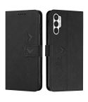For Tecno Pova 3 Skin Feel Heart Pattern Leather Phone Case(Black)