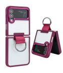 For Samsung Galaxy Z Flip4 Shield Transparent TPU + PC Phone Case with Ring(Red)