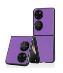 For Huawei P50 Pocket Plain Skin Litchi Texture Phone Case(Purple)