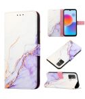 For ZTE Blade A52 PT003 Marble Pattern Flip Leather Phone Case(White Purple)