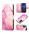 For ZTE Blade A72 PT003 Marble Pattern Flip Leather Phone Case(Pink Purple)