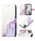 For Tecno Pop 6 PT003 Marble Pattern Flip Leather Phone Case(White Purple)