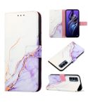 For Tecno Pova 3 LE7 PT003 Marble Pattern Flip Leather Phone Case(White Purple)