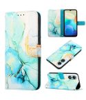 For vivo Y02s PT003 Marble Pattern Flip Leather Phone Case(Green)