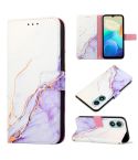 For vivo Y02s PT003 Marble Pattern Flip Leather Phone Case(White Purple)