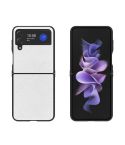 For Samsung Galaxy Z Flip4 Cross Texture Genuine Leather + TPU Phone Case(White)