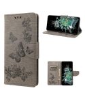 For OnePlus 10T Butterfly Embossed Horizontal Flip Leather Phone Case(Grey)