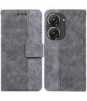 For Asus Zenfone 9 Geometric Embossed Flip Leather Phone Case(Grey)