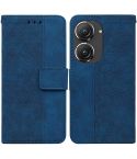 For Asus Zenfone 9 Geometric Embossed Flip Leather Phone Case(Blue)