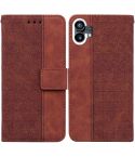 For Nothing Phone 1 Geometric Embossed Flip Leather Phone Case(Brown)