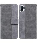 For Nothing Phone 1 Geometric Embossed Flip Leather Phone Case(Grey)