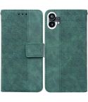 For Nothing Phone 1 Geometric Embossed Flip Leather Phone Case(Green)