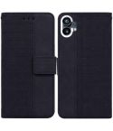 For Nothing Phone 1 Geometric Embossed Flip Leather Phone Case(Black)