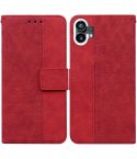 For Nothing Phone 1 Geometric Embossed Flip Leather Phone Case(Red)