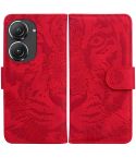For Asus Zenfone 9 Tiger Embossing Pattern Flip Leather Phone Case(Red)