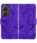 For Asus Zenfone 9 Tiger Embossing Pattern Flip Leather Phone Case(Purple)