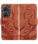 For Asus Zenfone 9 Tiger Embossing Pattern Flip Leather Phone Case(Brown)