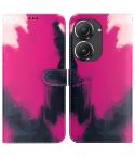 For Asus Zenfone 9 Watercolor Pattern Flip Leather Phone Case(Berry Color)